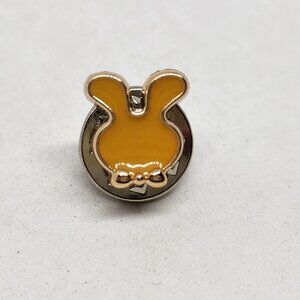 Bunny Silhouette Bow Acrylic Pin Enamel Gold Tone Trim Button Size Accent Cute